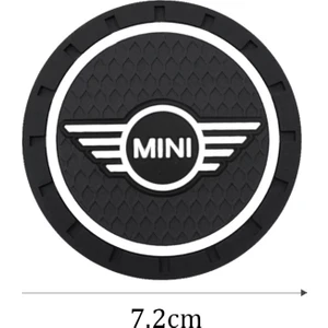 Mini Cooper Araç Içi Bardak Altlığı Siyah Mini Logolu 2'li Set 72MM