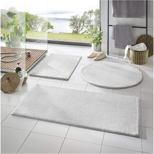 Xl Büyük Boy Banyo Paspası Üçlü Takım Beyaz Renk Peluş Kaymaz Taban Yıkanabilir