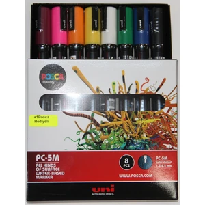 Uni Posca Pc-5m Su Bazlı Boyama Markörü Seti Ana Renkler 8 Renk 1.8-2.5 mm