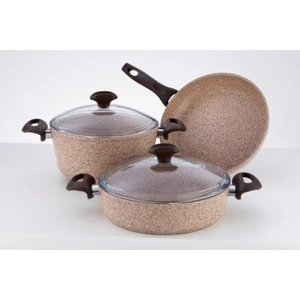 Creamy 5 Parça Granit Tencere Tava Seti kahverengi
