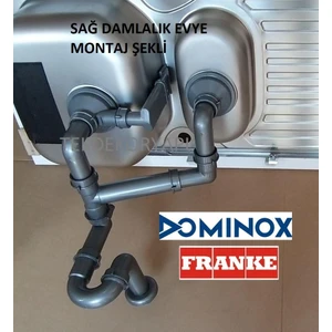 Domi̇nox Franke Evye Si̇fon Takimi 1,5 Göz Kare Taşmali