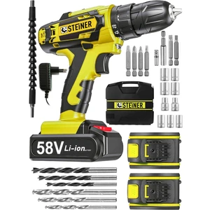 Alman V-Tech 58 V 5 Ah Çelik Motor Çelik Şanzuman Darbeli Şarjlı Çift Akülü Vidalama Matkap