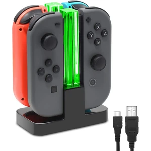 Nitendo Switch Nintendoswitch Ns OLED Aksesuarları Için Nintend Switch 4 Denetleyici Şarj Cihazı LED Gösterge Şarj Dock Istasyonu (Yurt Dışından)