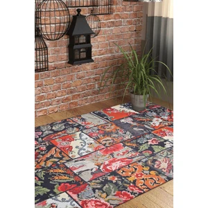 Patchwork Desenli Salon Halısı, Jazz Şönil |Pamuk-Polyester| Siyah Halı Al 153