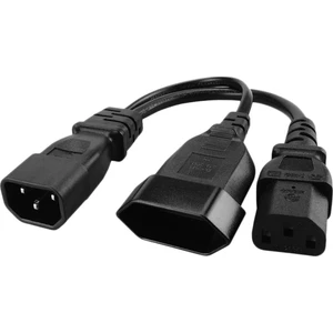 Iec 3pole C14 Erkek C13 ve Euro Bayan 2 1 Y Bölünmüş Güç Kablosu 25 cm