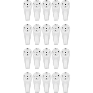 20 Adet Beyaz Plastik Kare Kanca Küçük Duvar Montaj Askısı Banyo 4 Pin M Kullanın