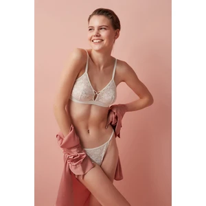 Ekru Triangle Banded Lace Sütyen