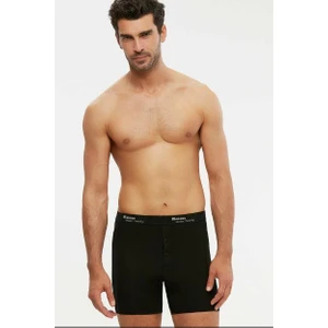 Long Çift Düğmeli Uzun Erkek Boxer - Siyah