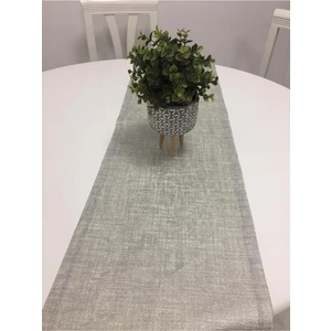 Linen Baskılı Pamuk/Keten Gümüş Runner 40*140 cm - 682