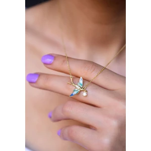 Papatya Silver 925 Ayar Gümüş Altın Kaplama Kırlangıç Tasarım Kolye