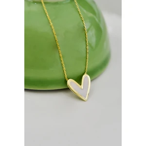 Papatya Silver 925 Ayar Gümüş Altın Kaplama Beyaz Mineli Kalp Kolye