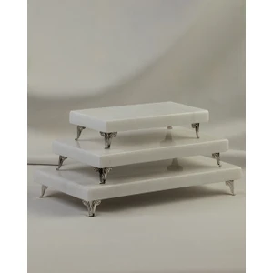 Meralp Tasarım 3'lü Gümüş Set Doğal Taş Mermer Sunumluk