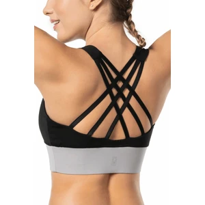 Lioness Activewear Siyah Gri Yüksek Destekli Sırt Detaylı Kaplı Spor Sütyeni