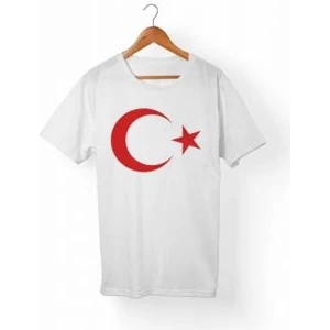 Masho Trend Beyaz Baskılı Ay Yıldız Tshirt  29 Ekim Cumhuriyet Bayramı Tişört  23 Nisan Tişörtü