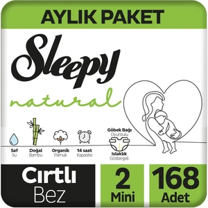 Natural Aylık Paket Bebek Bezi 2 Numara Mini 168 Adet