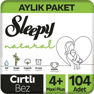 Natural Aylık Paket Bebek Bezi 4+ Numara Maxi Plus 104 Adet