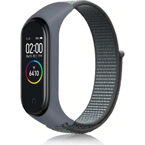 Xiaomi Mi Band 5 ve 6 Uyumlu Loop Dokuma Kordon Kayış Gri