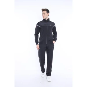 Erkek Spor, 4 Cepli, Dik Yaka, 4 Mevsim, Süper 2 İplik Siyah Eşofman Takımı - 5876