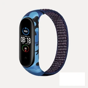 Gregoss Xiaomi Mi Band 3 4 5 6 Hasır Kumaş Örgü Spor Kamuflaj Desenli  Kordon Kayış Lacivert
