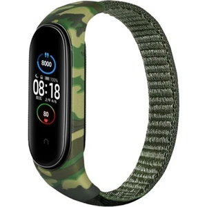 Gregoss Xiaomi Mi Band 3 4 5 6 Hasır Kumaş Örgü Spor Kamuflaj Desenli  Kordon Kayış Haki Yeşil