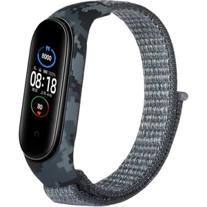 Gregoss Xiaomi Mi Band 3 4 5 6 Hasır Kumaş Örgü Spor Kamuflaj Desenli  Kordon Kayış Strom Gri
