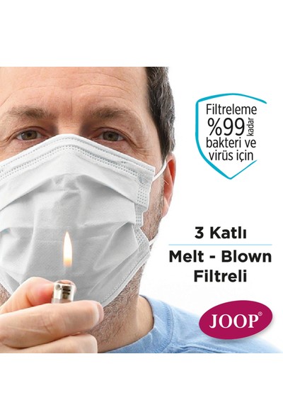 Joop 3 katlı Meltblown Filtreli Ultrasonik Telli Cerrahi Maske 50'li