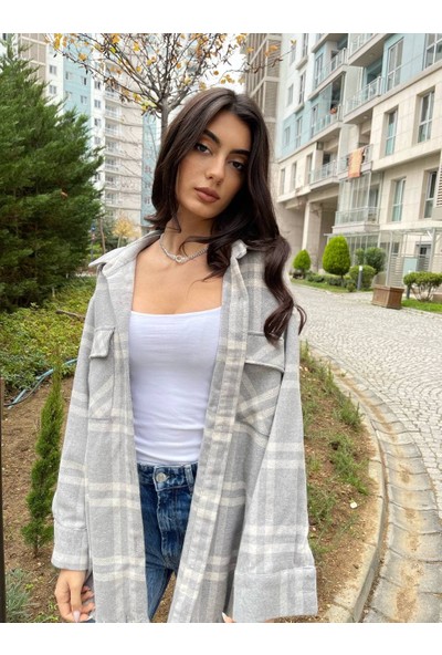 Elim Gri Oversize Oduncu Gömlek Ceket
