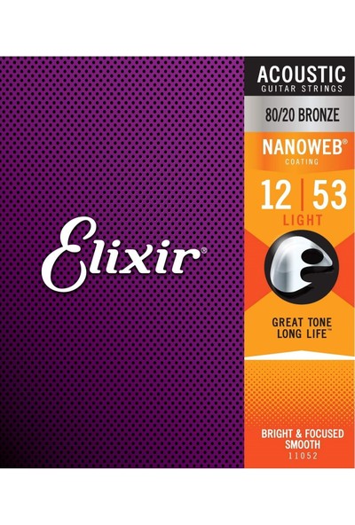 Elixir 11052 Bronze 80/20 Akustik Gitar Teli 12-53