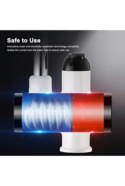 Buyfun 3000W Elektirikli LED Dijital Ekran Su Isıtıcılı Musluk - Gümüş (Yurt Dışından)