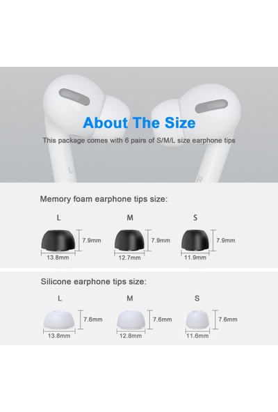 Dacare Apple Airpods Pro Için 6 Çift Silikon Gürültü Engelleyici Kulaklık Ucu - Beyaz - Siyah (Yurt Dışından)