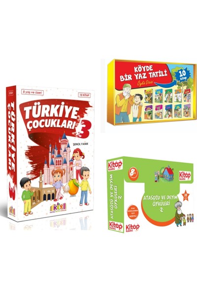 3.ve 4. Sınıf Hikayeleri Türkiye Çocukları 3 + Ata Yayın Köyde Yay Tatili + Atasözü Deyim Öyküleri