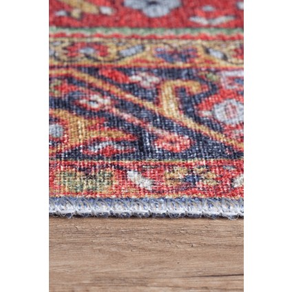 Etnik Desenli Salon Halısı, Soul Şönil |Pamuk-Polyester| Kırmızı Halı Al 181