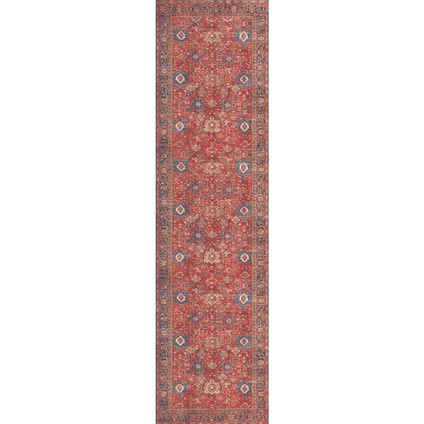 Etnik Desenli Salon Halısı, Soul Şönil |Pamuk-Polyester| Kırmızı Halı Al 181