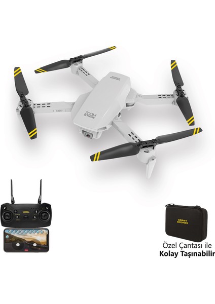 CX017 Wifi Çift Kameralı Katlanabilir 1080P Drone + 2 Bataryalı Set