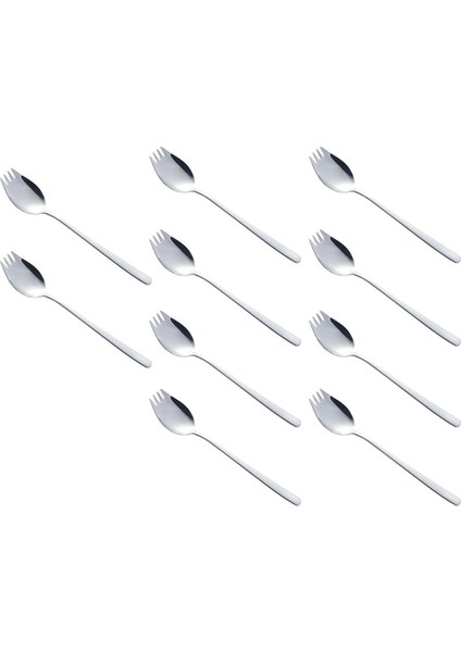 10X Metal Açık Gereç Kaşık Spork Gereçleri Çatal Gadget Kamp Sofra