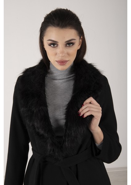 Siyah Seyyar Kürklü Kaşe Kaban 0108070.01 modelleri