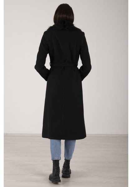 Siyah Seyyar Kürklü Kaşe Kaban 0108070.01 fırsatları