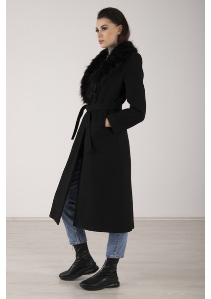 Siyah Seyyar Kürklü Kaşe Kaban 0108070.01 indirimleri
