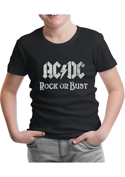 Lordd T-Shirt Lorddd T-Shirt T-Shirt Ac Dc - Rock Or Bust Logo Siyah Çocuk Tshirt