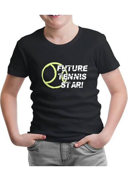 Lordd T-Shirt Lorddd T-Shirt T-Shirt Tenis Star Future Siyah Çocuk Tshirt