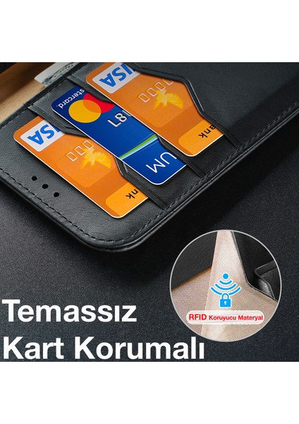 iPhone 13 Pro Kılıf Mıknatıslı Cüzdanlı Deri Kılıf Hivo Series