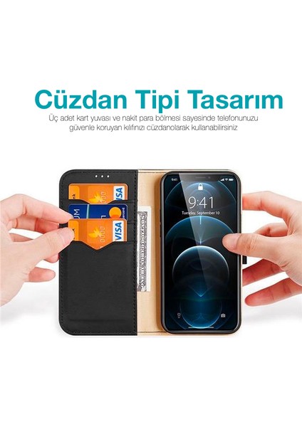 iPhone 13 Pro Kılıf Mıknatıslı Cüzdanlı Deri Kılıf Hivo Series
