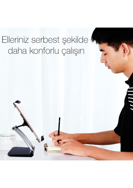 Q010 Ayarlanabilir Masaüstü Tablet ve Telefon Tutucu Stand