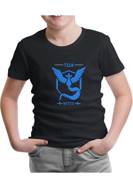 Lordd T-Shirt Lorddd T-Shirt T-Shirt Pokemon Go - Team Mystic Siyah Çocuk Tshirt