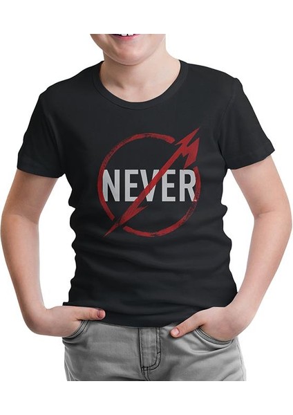 Lordd T-Shirt Lorddd T-Shirt T-Shirt Metallica - Never Logo Siyah Çocuk Tshirt