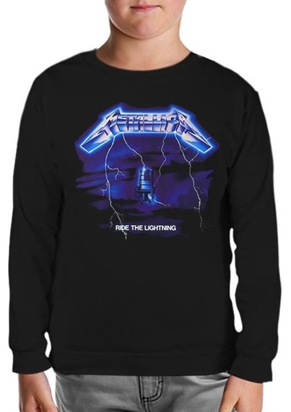 Lordd T-Shirt Lorddd T-Shirt T-Shirt Metallica - Ride The Lightning Siyah Çocuk Sweatshirt