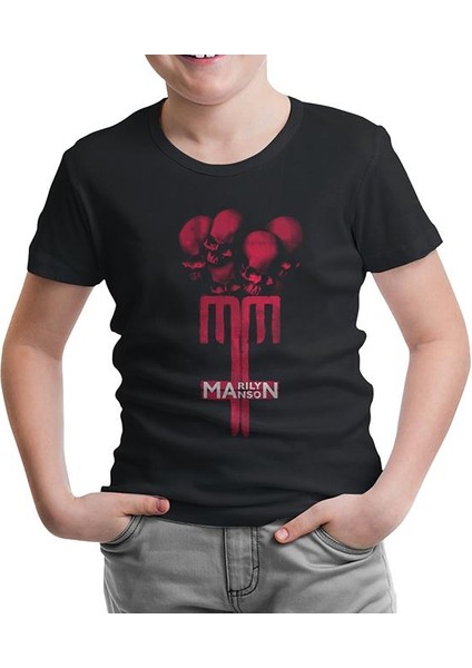 Lordd T-Shirt Lorddd T-Shirt T-Shirt Marilyn Manson - mm Siyah Çocuk Tshirt