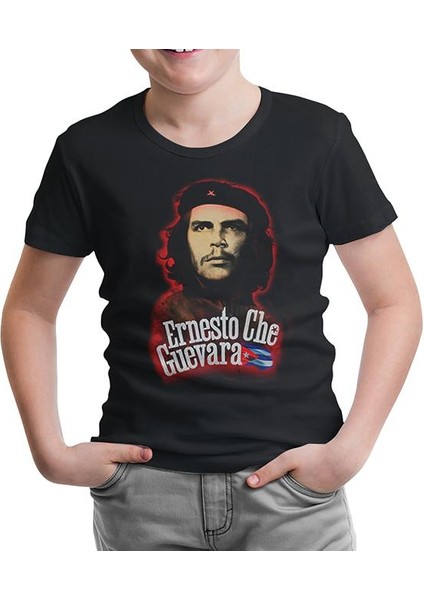 Lordd T-Shirt Lorddd T-Shirt T-Shirt Che Guevara - Flag Siyah Çocuk Tshirt
