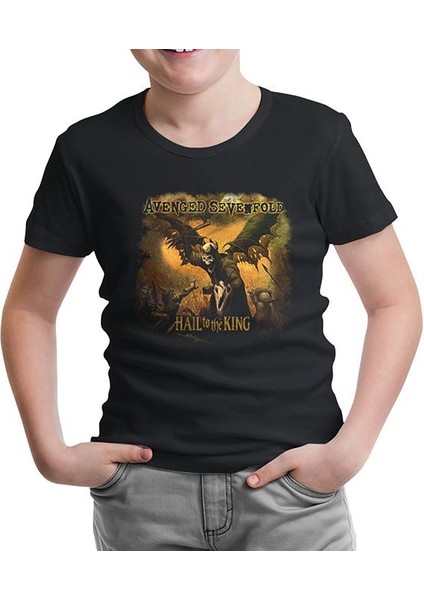 Lordd T-Shirt Lorddd T-Shirt T-Shirt Avenged Sevenfold - Hail To The King Siyah Çocuk Tshirt
