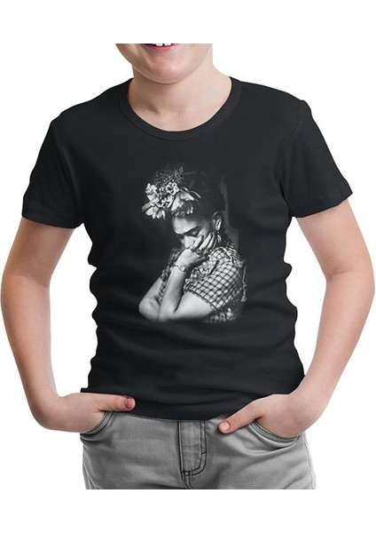 Lordd T-Shirt Lorddd T-Shirt Frida Kahlo Siyah Çocuk Tshirt